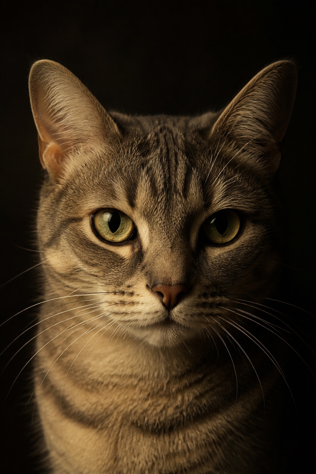 Katzenporträt mit dramatischem warmem Licht